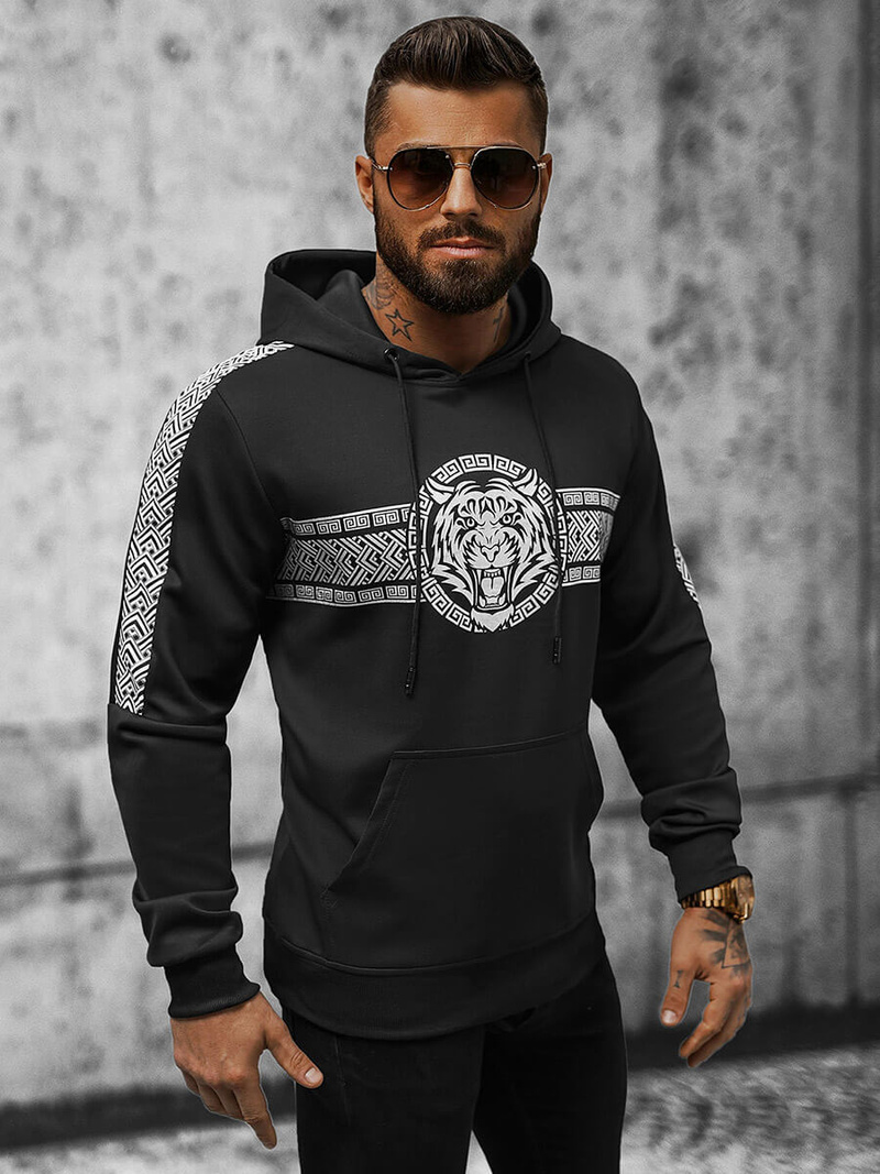 Bluza z kapturem męska czarna OZONEE JS/8B996/3
