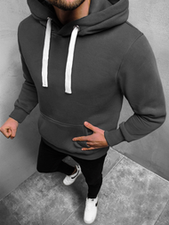 Bluza męska z kapturem kangurka grafitowa OZONEE O/11038