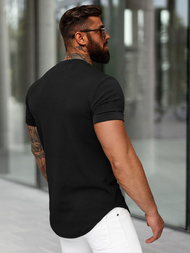 T-shirt męski slim-fit czarny OZONEE O/B1215