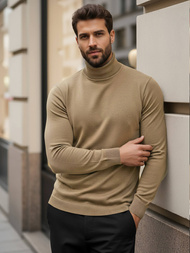 Sweter męski golf camelowy OZONEE V/V24504