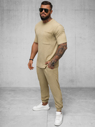Spodnie dresowe męskie camelowe OZONEE O/K960SP