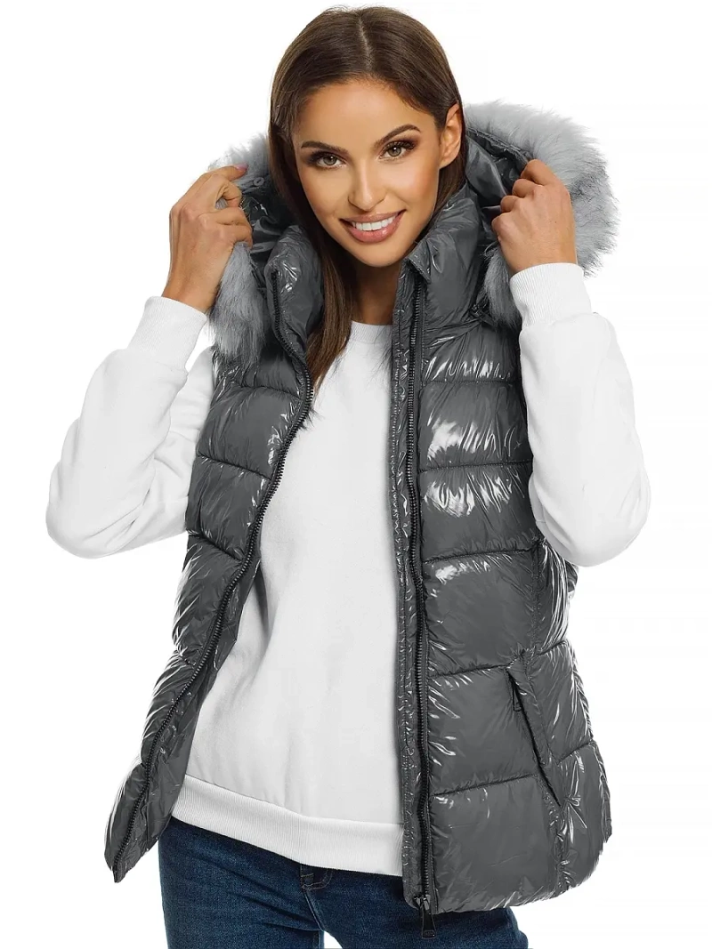 Стьобаний жіночий жилет сірий OZONEE O/DK027/24