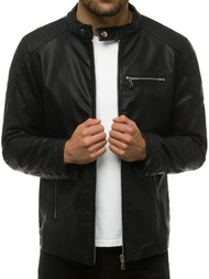 Kurtka skórzana męska czarna OZONEE JB/JP1151