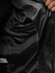 Куртка шкіряна чоловіча Чорна OZONEE O/8901