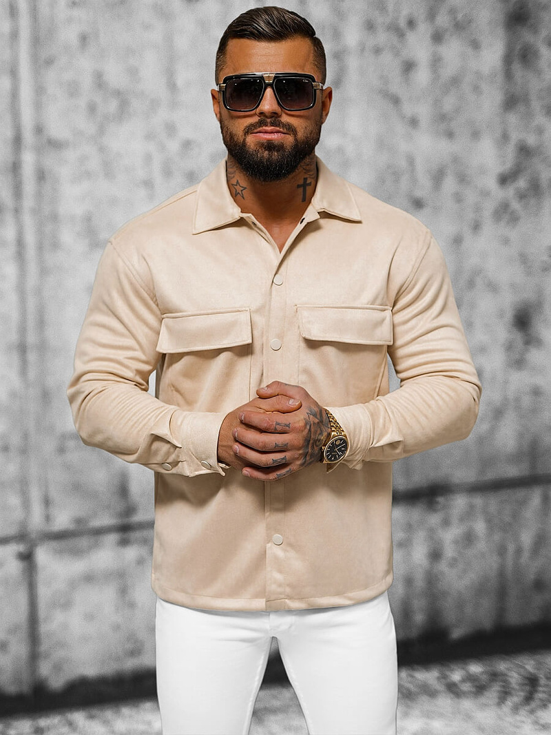 Класична сорочка чоловіча Бежева OZONEE O/GOM23039