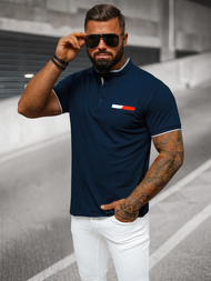 Koszulka męska polo ze stójka granatowa OZONEE O/DA711