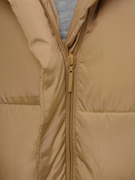 Kamizelka damska długa pikowana z kapturem beżowa OZONEE O/81266