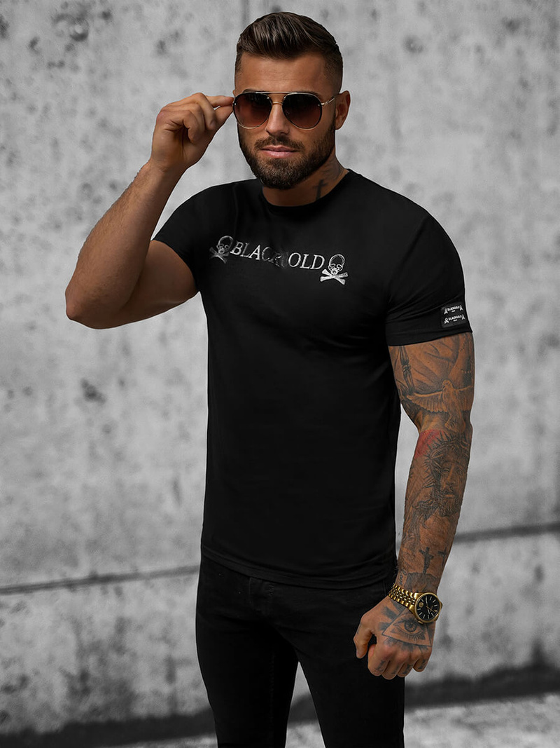 T-shirt męski slim fit czarny OZONEE NB/MT3050