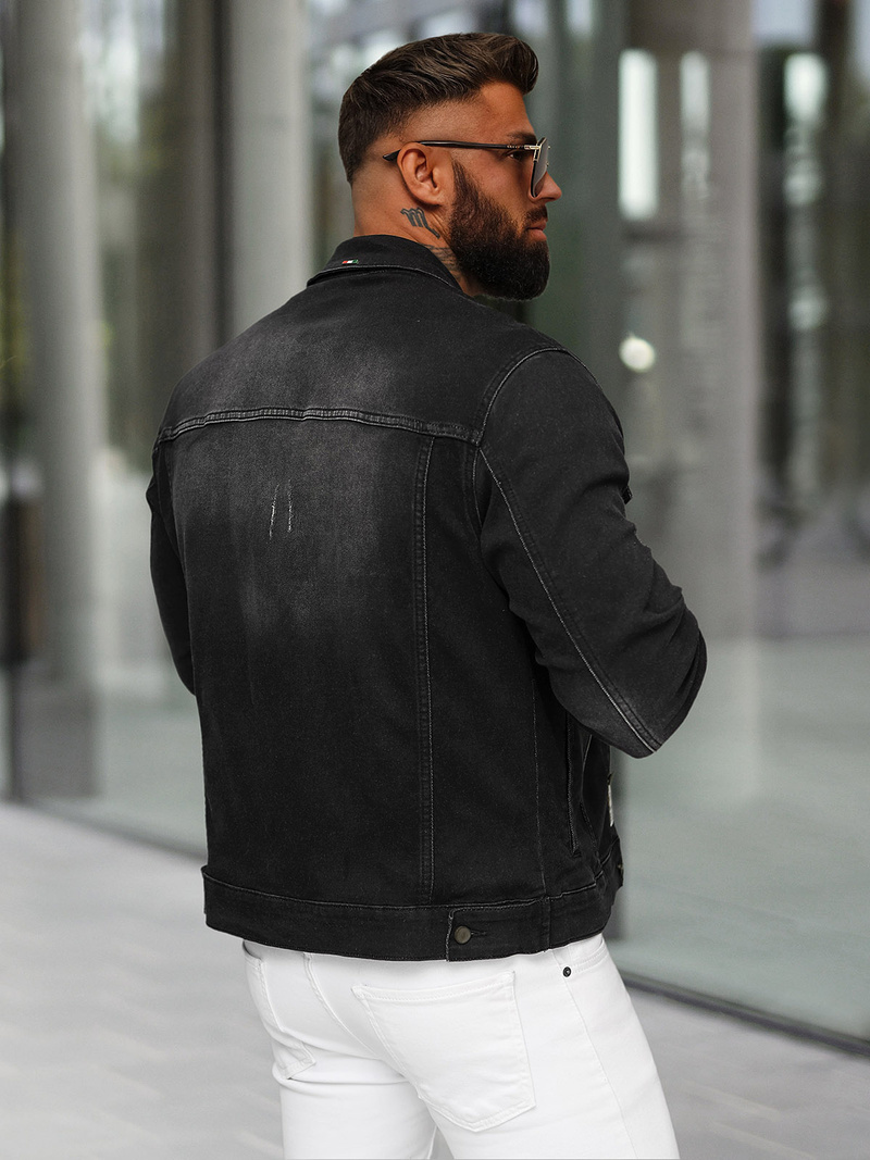 Kurtka męska jeansowa czarna OZONEE NB/MJ514N