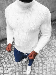 Sweter męski golf biały OZONEE NB/MM6012/1