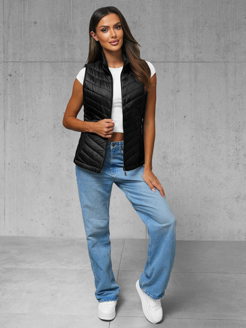 Стьобаний жіночий жилет чорний OZONEE JS/16M9063/392