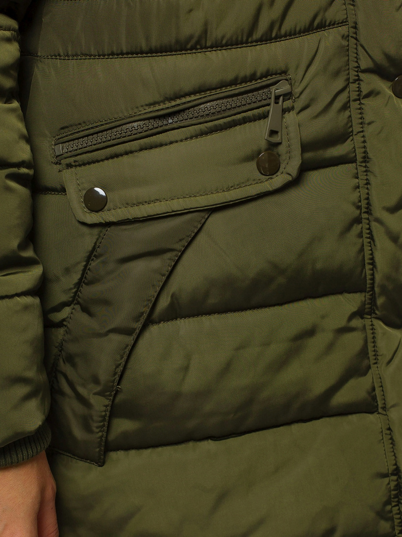 Kurtka zimowa damska parka z futerkiem khaki OZONEE O/M1556/29