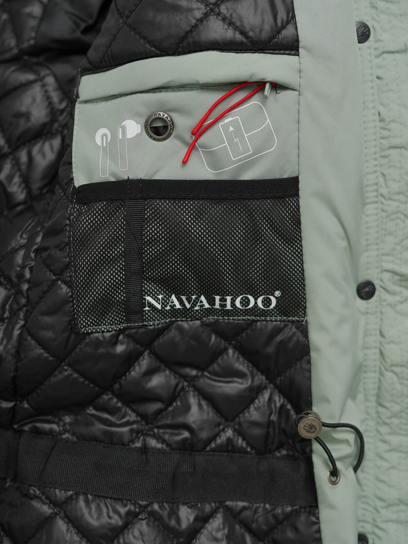 Kurtka zimowa damska długa pikowana miętowa OZONEE O/W377Z