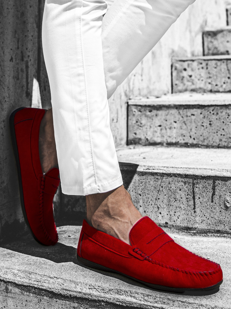 Buty męskie slip on czerwone t/125