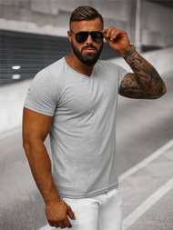 T-shirt męski bez nadruku szary OZONEE JS/712007Z