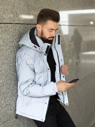 Kurtka męska zimowa srebrna OZONEE JB/JP1167