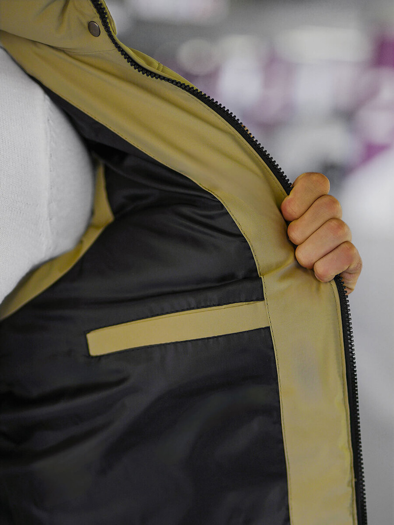 Kamizelka męska pikowana z kapturem beżowa OZONEE JS/57M7507/62Z