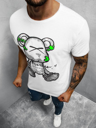 T-Shirt męski z nadrukiem biały OZONEE O/BL75