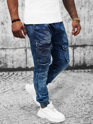 Spodnie jeansowe joggery męskie niebieskie OZONEE DR/TF070Z