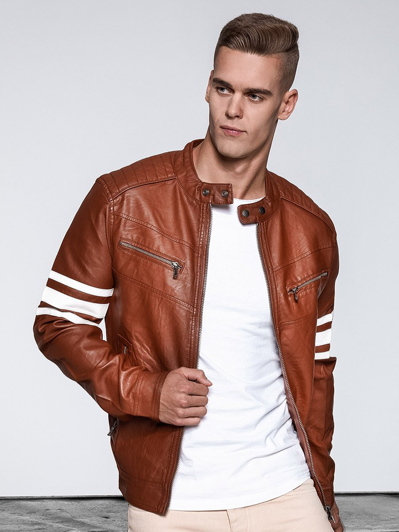 Kurtka skórzana męska camel OZONEE YD/BF59359Z