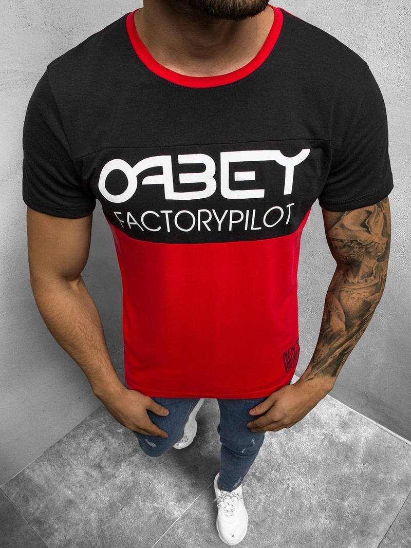 T-Shirt męski z nadrukiem czarny OZONEE O/1179Z