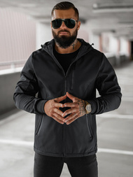 Kurtka softshell męska z kapturem czarna OZONEE JS/27B6529/3Z
