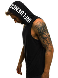 Koszulka bez rękawów z kapturem męska czarna OZONEE O/2537