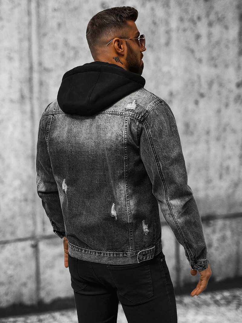 Kurtka męska jeansowa czarna OZONEE NB/MJ505NZ