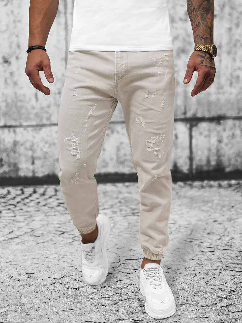 Spodnie jeansowe joggery męskie szare OZONEE DO/6100Z