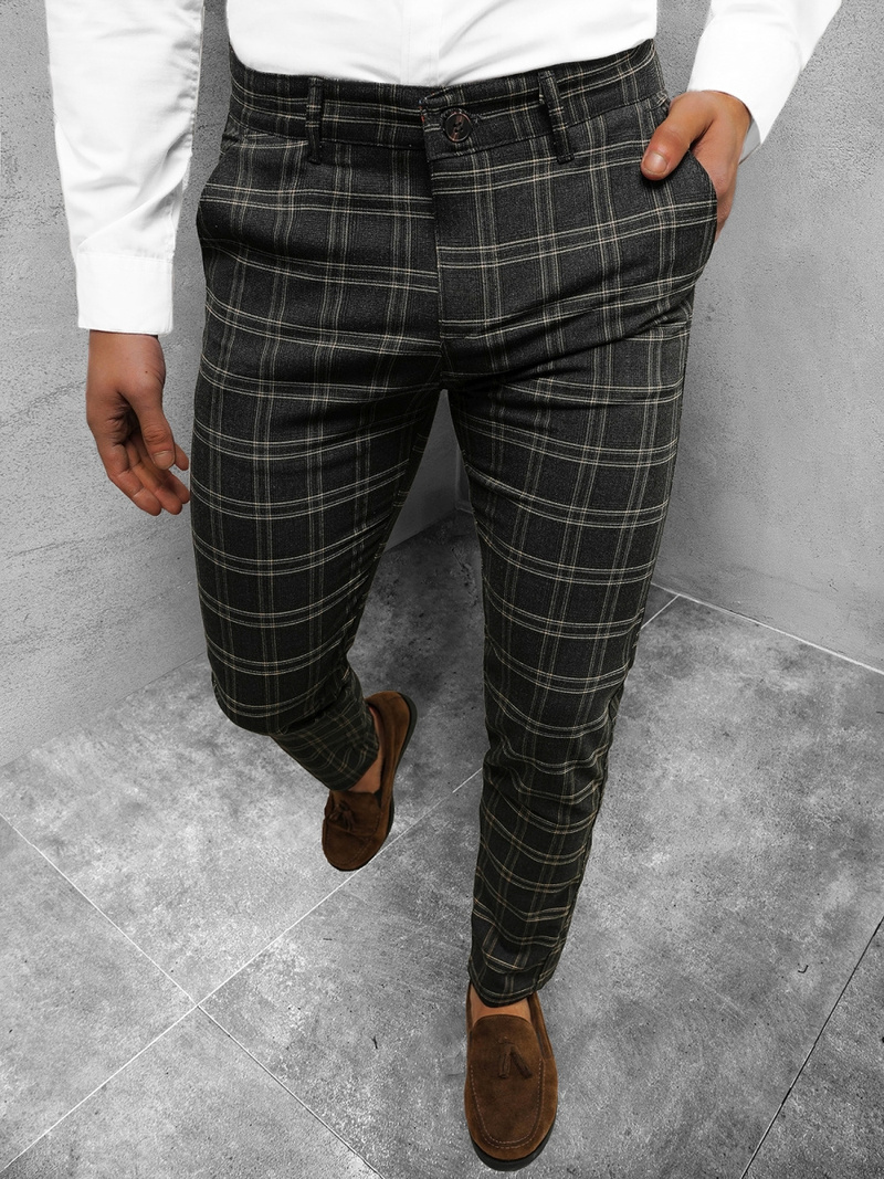 Spodnie męskie chino materiałowe grafitowe OZONEE DJ/5633