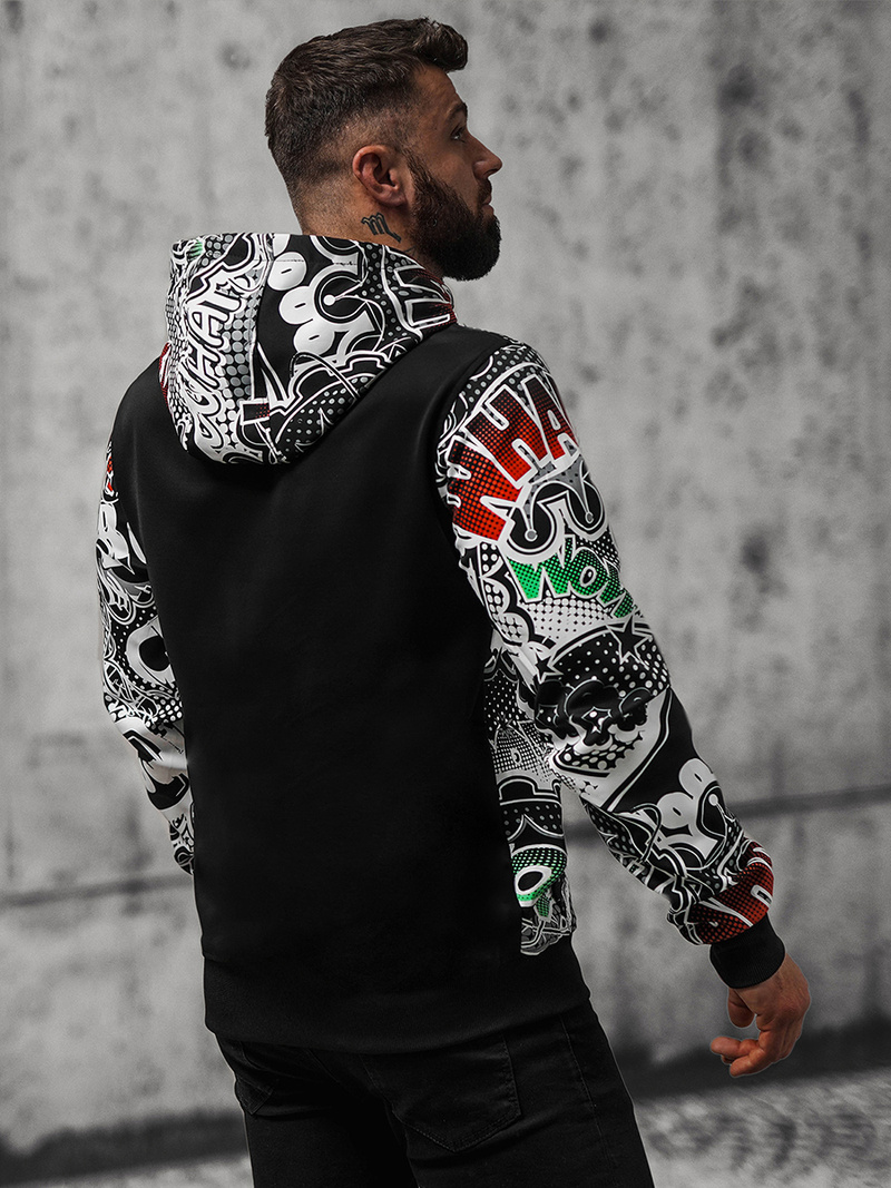 Bluza z kapturem męska czarna OZONEE O/B270