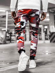 Штани чоловічі джоггери бордово-бежеві OZONEE G/11132