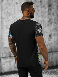 T-shirt męski czarno-zielony OZONEE JS/8T968