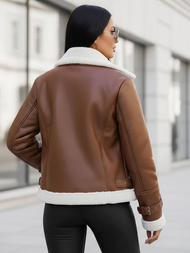 Жіноча шкіряна куртка kоричнева OZONEE JS/11Z8177Z