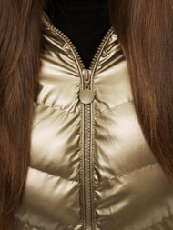 Kurtka zimowa damska z futerkiem złota OZONEE JS/M773/403