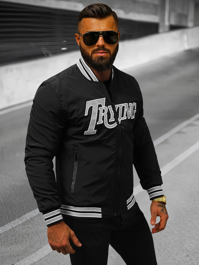 Kurtka męska bomberka czarna OZONEE JS/84M3013/392Z