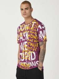 T-Shirt męski z nadrukiem bordowy OZONEE MR/21519