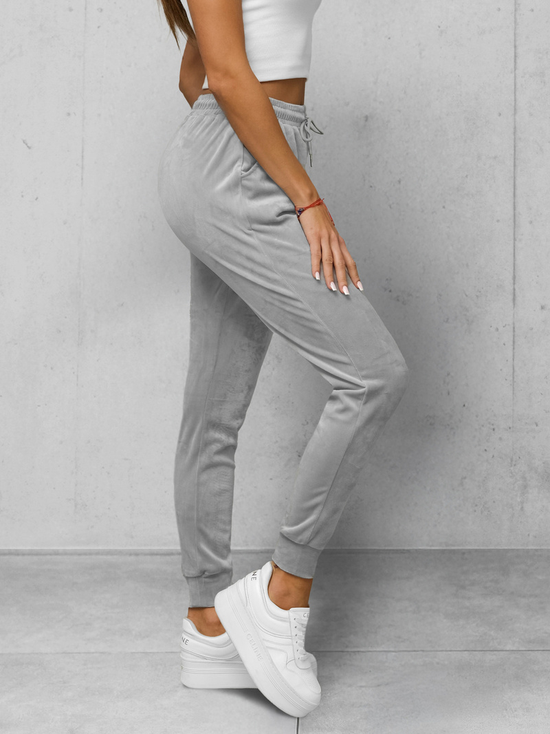 Spodnie dresowe damskie welurowe szare OZONEE JS/8K1532/2