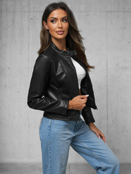 Kurtka skórzana damska czarna OZONEE JS/11Z8127