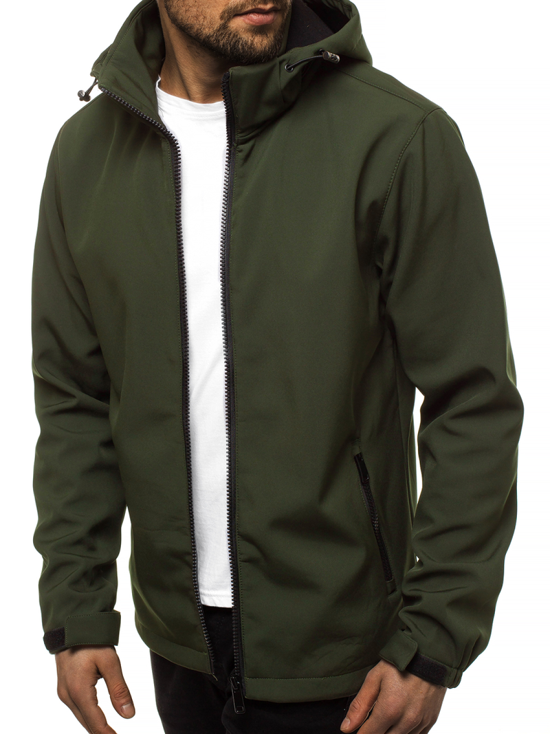 Kurtka softshell męska z kapturem zielona OZONEE JS/56008