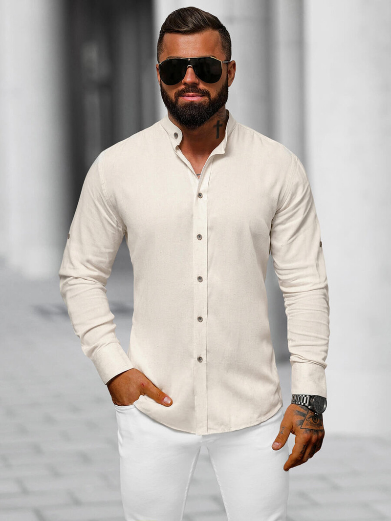 Koszula męska beżowa OZONEE O/242770