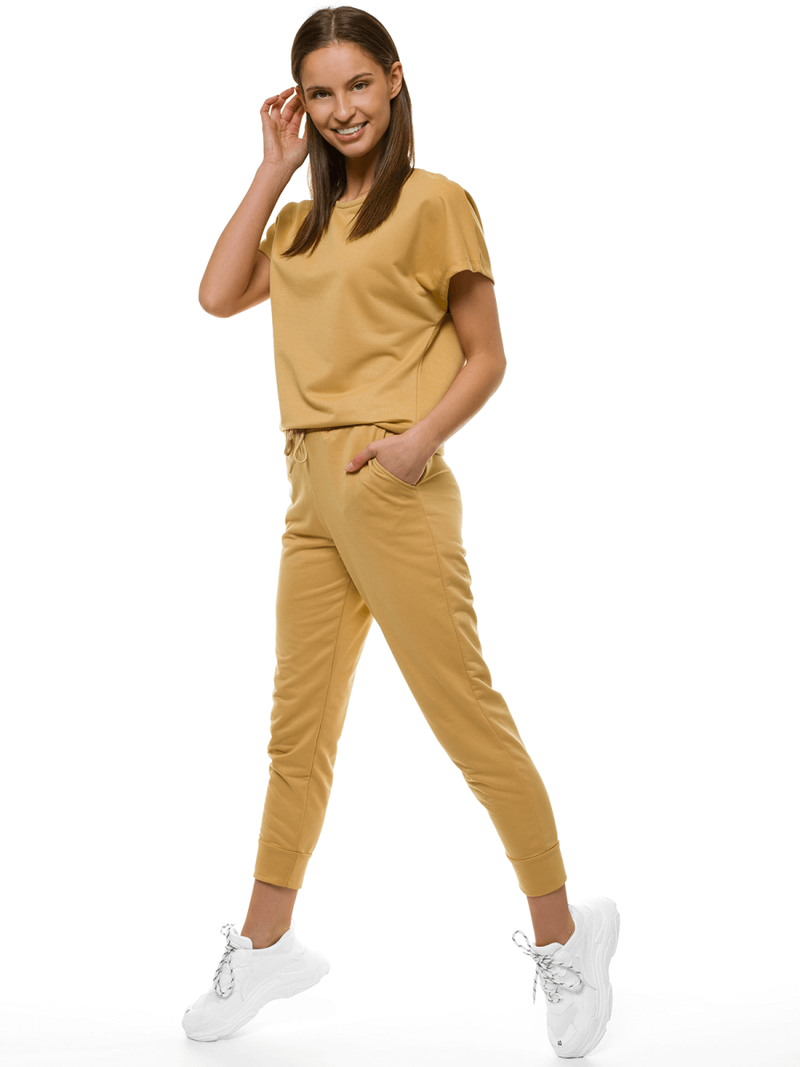 Komplet dresowy dwuczęściowy damski beżowy OZONEE O/MB1001/21