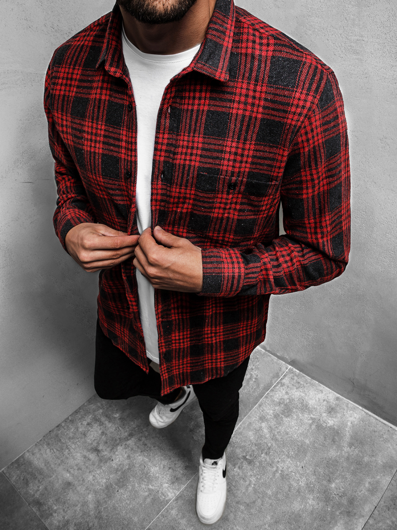 Koszula męska czerwona OZONEE MACH/G500