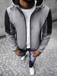 Kurtka softshell męska z kapturem szara OZONEE JS/KS2214Z