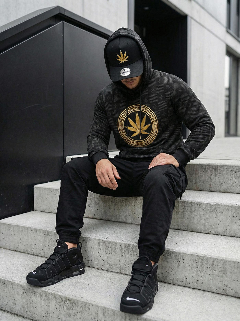 Bluza z kapturem męska czarna OZONEE O/B265Z