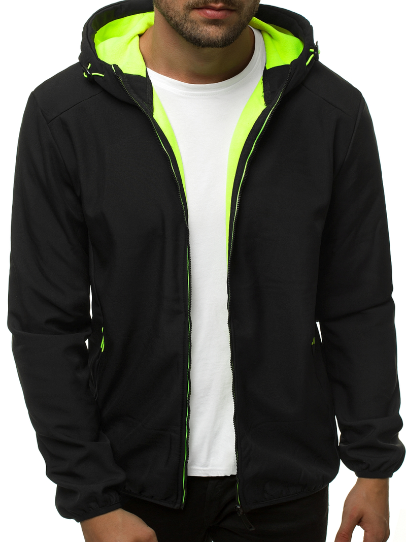 Kurtka softshell męska z kapturem czarna OZONEE JS/KS2190