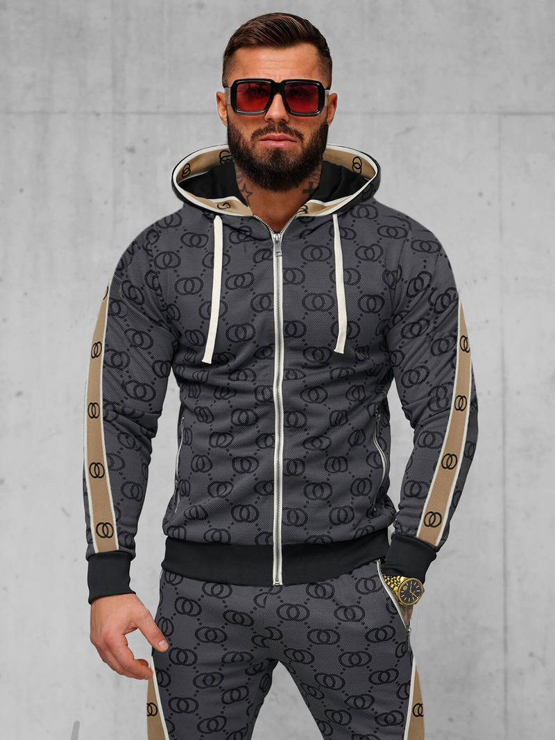 Komplet dresowy męski czarny OZONEE O/FF3805AB