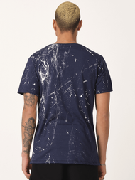 T-Shirt męski z nadrukiem granatowy OZONEE MR/21551