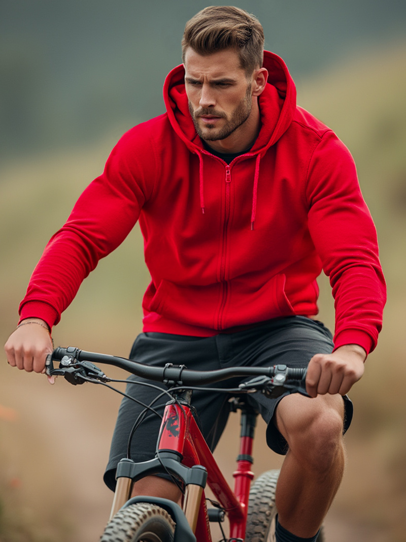 Bluza męska z kapturem rozpinana czerwona OZONEE JS/2008