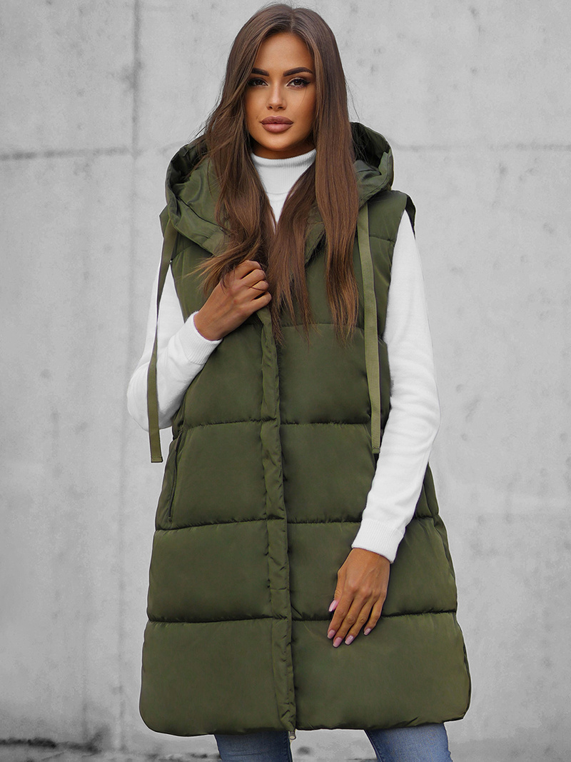 Стьобаний жіночий жилет Зелена OZONEE O/81266Z